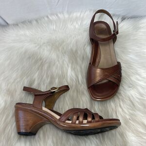 Dansko Bronze Leather Strappy Heels Sz 38/7.5-8